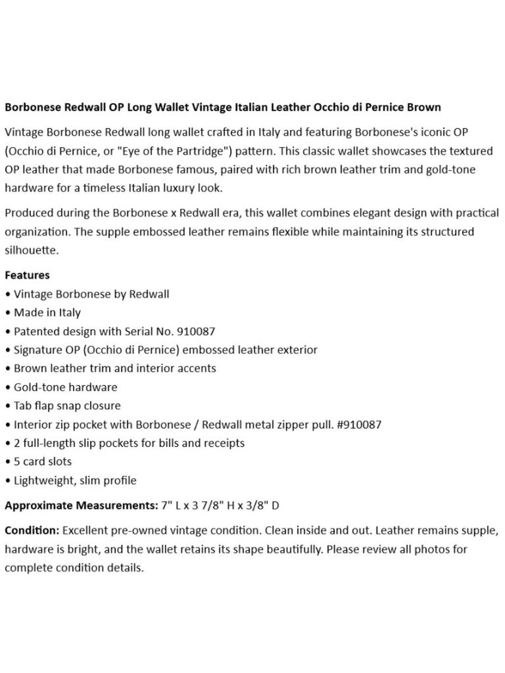 Borbonese Redwall OP Long Wallet Vintage Italian Leather Occhio di Pernice Brown - Picture 2 of 7